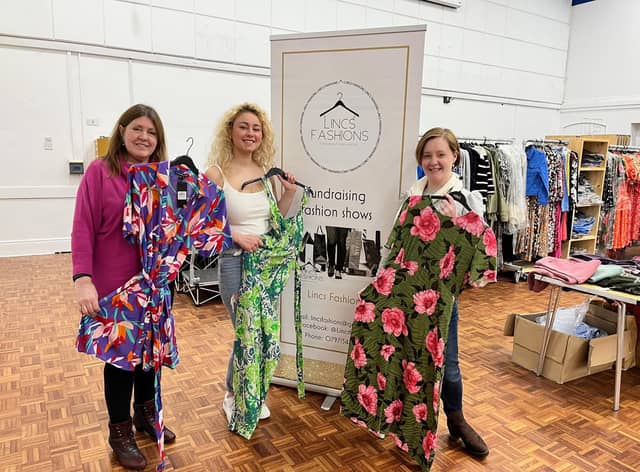 Gail Hinkins, Lucy Monsall, and Lincs Fashions's co-owner Emily Coupe at the fashion show.