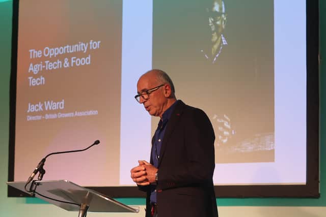 Jack Ward speaking at the Lincolnshire agri-food innovation event. Photo: LCC