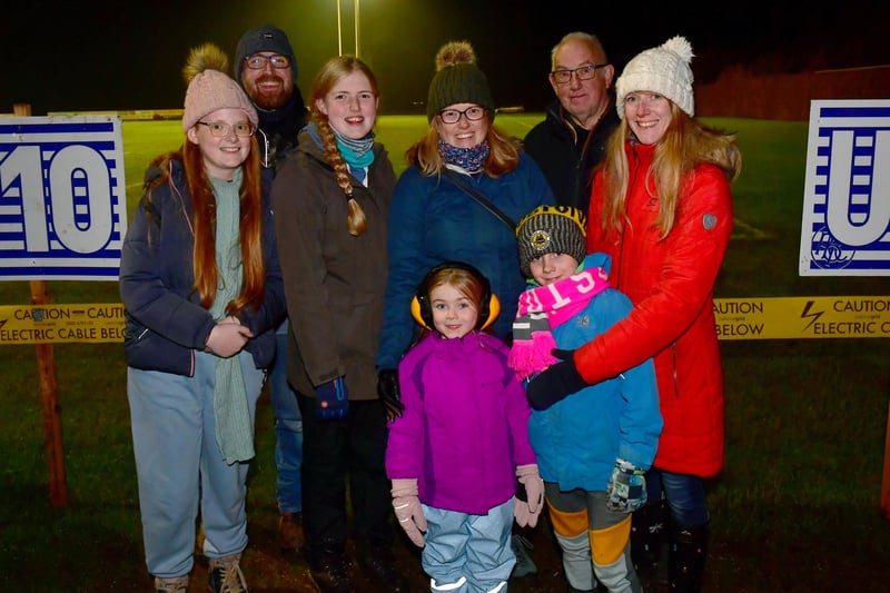 Pictured right, on the night, are: Maisie Mann, aged 12, Ian Mann, Eilidh Mann, aged15, Nicole Mann, Jemima Leatherdale, aged six, Barney Leatherdale, aged eight, Tim Booth, and Danielle Booth.