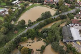 A flooding aerial photo of the flooding in Horncastle. Photo: Kurbia Aerial