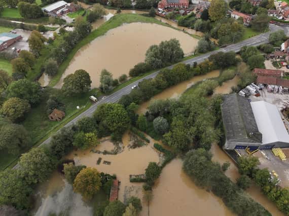 A flooding aerial photo of the flooding in Horncastle. Photo: Kurbia Aerial