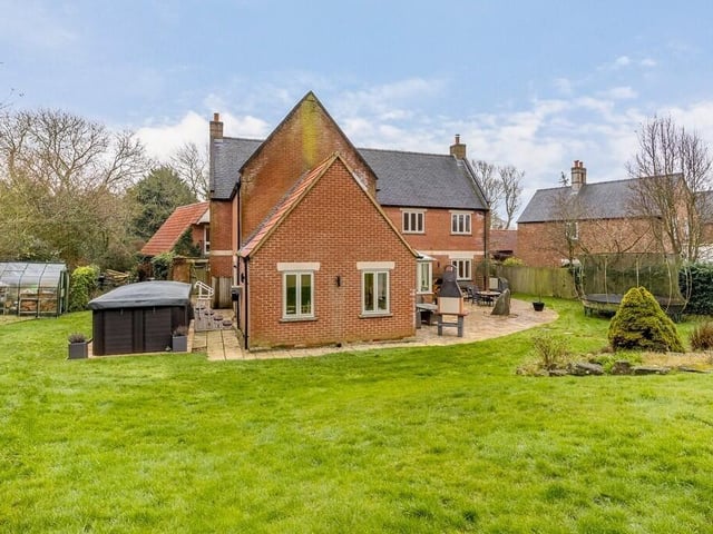 The rear of the home.
