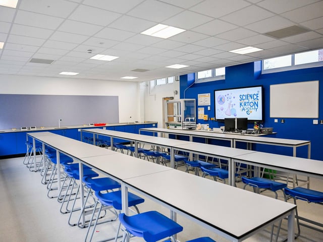 One of the refurbished science laboratories.