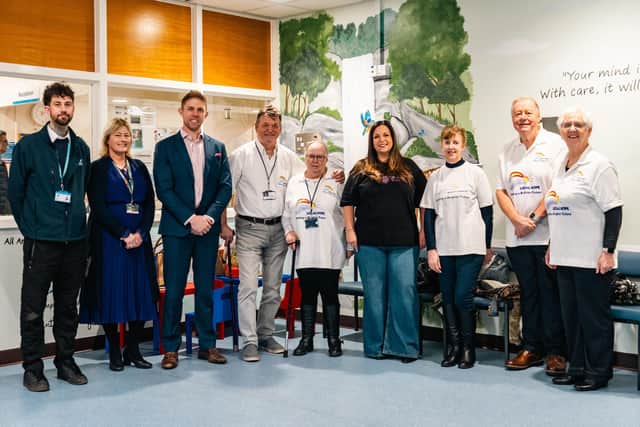Staff from Pilgrim Hospital pictured with Christine Steele (Amplius), Christopher Smith (Allison Homes), and members of the Local Hope group including Robert and Pat Green, Hazel Marsh, Peter Ford and Sue Gosling, alongside Michelle Codling – The Painting Lady.