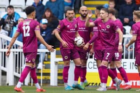 Jacob Hazel's 16th goal of the season brought Boston United level before Hartlepool completed a decisive win.
