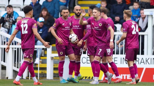 Jacob Hazel's 16th goal of the season brought Boston United level before Hartlepool completed a decisive win.