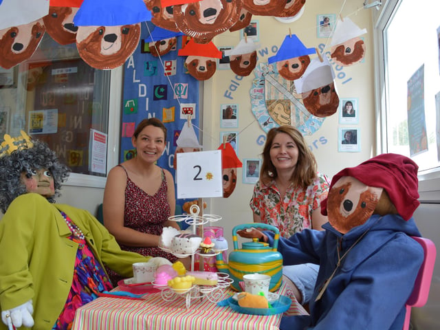 Tea with the Queen and Paddington Bear for Alana Nutting (left) and Abbie Cook