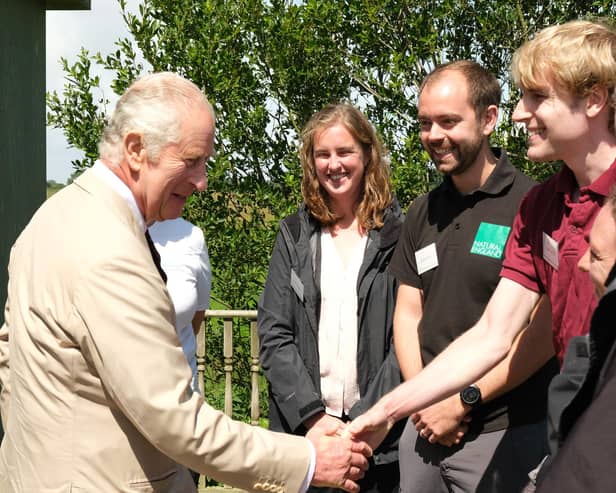 King Charles III met Natural England staff alongside partner organisations when he visited the Lincolnshire Coast in July 2023.