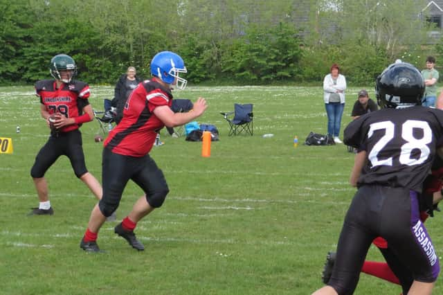 Quarterback Dave Willumsen drops back.