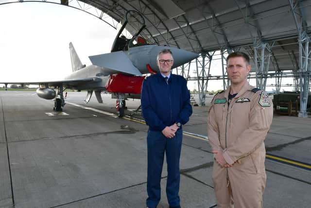 Air Commodore Rich Yates and 12 Squadron Leader Luke 'Wilko' Wilkinson.