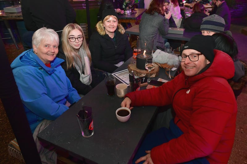 L-R Christine Chapman, Skye Chapman, Katie Gyles and Steve Gyles at Watergate Yard.