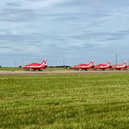 The Red Arrows put on a spectacular display for guests at the parade