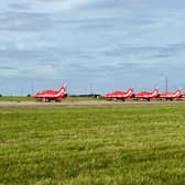 The Red Arrows put on a spectacular display for guests at the parade