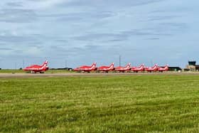 The Red Arrows put on a spectacular display for guests at the parade