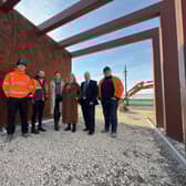Sam Jones of AWJ Business Services;  Matt Snee, Projects officer, Projects and Growth; Amy Potts, Programme manager, Projects and Growth; deputy leader of the council, Coun Lesley Rollings; leader of the council, Coun Trevor Young and Mark Till of AWJ Business Services