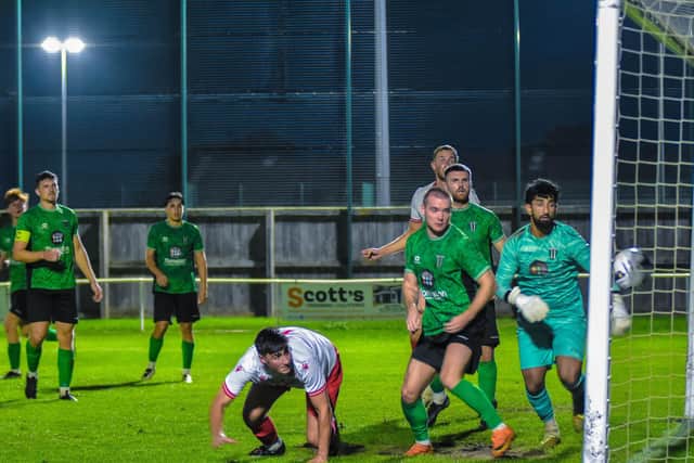 Skegness v Blackstones match action. Pic by Ryan Thompson, Happy Snapz Photography.