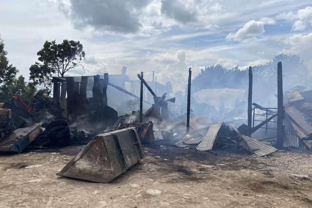 The farm was a scene of devastation following the fire on Saturday.