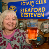 Kim Fryer helping behind the bar.