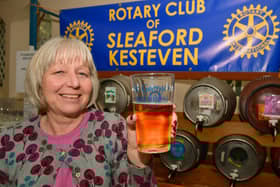 Kim Fryer helping behind the bar.