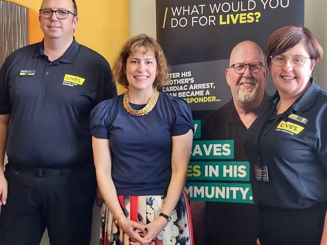 From left: Chris Cole, Director of Operations,  with Victoria Atkins MP and Nikki Cooke, LIVES Chief Executive.