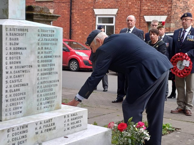 Ken Symons laid the first wreath - on behalf of the Tealby & Market Rasen Branch of The Royal British Legion