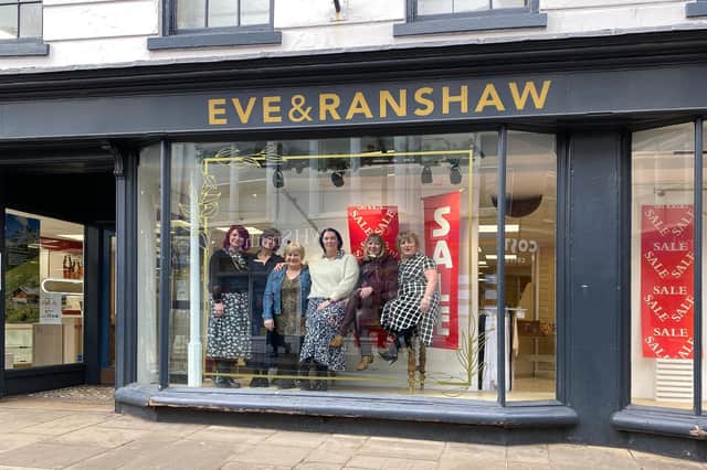 The Ladies of Eve & Ranshaw pose in the window of the store.
(Left to Right): Fiona Blackburn, Jo Demery, Di Reeson, Claudia Kibby, Jacqueline Limm and Helen Kennedy. Photo Chris Frear