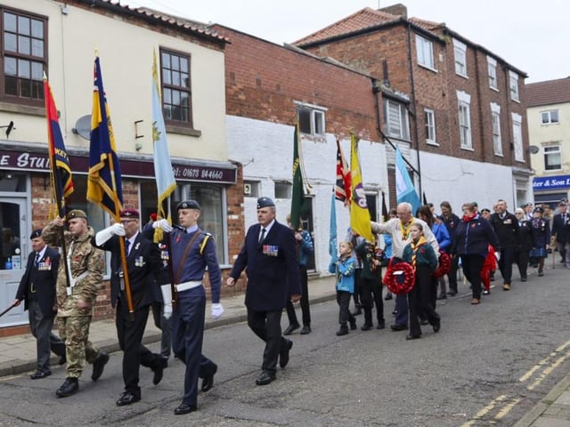 Remembrance Sunday parade through Market Rasen. Photo: Hayley Sampson