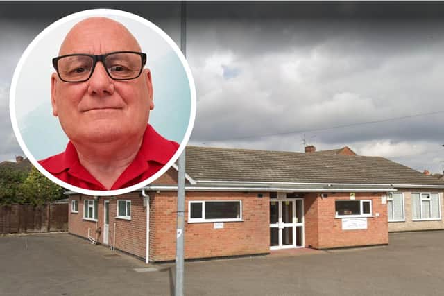 Inset: Graham Ruffle (image supplied). Main image: Pensioners Hall in Skegness (Google)