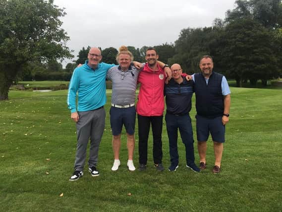 Ian Tyler, Stephen Spring, Matt Price of Brain Tumour Research, Mark Heale, and Ian Tyler at the golf day at Boston Golf Club.