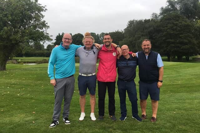 Ian Tyler, Stephen Spring, Matt Price of Brain Tumour Research, Mark Heale, and Ian Tyler at the golf day at Boston Golf Club.