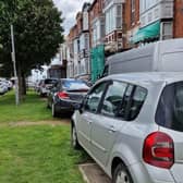 Residents parking on the grass verge in Scarbrough Avenue, Skegness.
