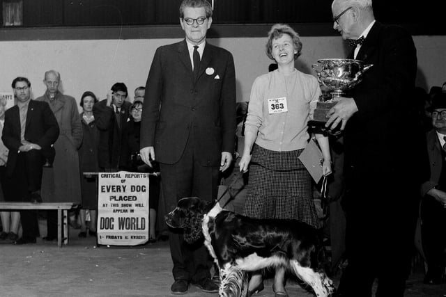 Presenting the prizes at the Scottish Kennel Club Championship in 1964.