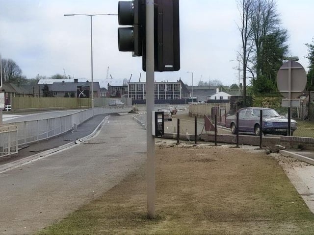 Pedestrian crossing work with Boston Grammar School in the distance.