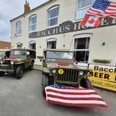 Wartime period vehicles on display at the Bacchus Hotel. Photo: Holly Parkinson