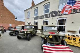 Wartime period vehicles on display at the Bacchus Hotel. Photo: Holly Parkinson