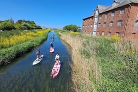 Paddle-boarders on the Louth Canal after using the new slipway at Austen Fen. (PHOTO BY: Louth Navigation Trust)