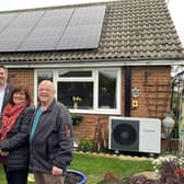 Billinghay residents with solar panels and air source heat pump installed at their council home. L:R (Former) NKDC Chief Executive Ian Fytche, Louise Reynolds, Regional Director, Equans, Council Leader Cllr Richard Wright, Mrs and Mr Jackson of The Whyche, Billinghay.