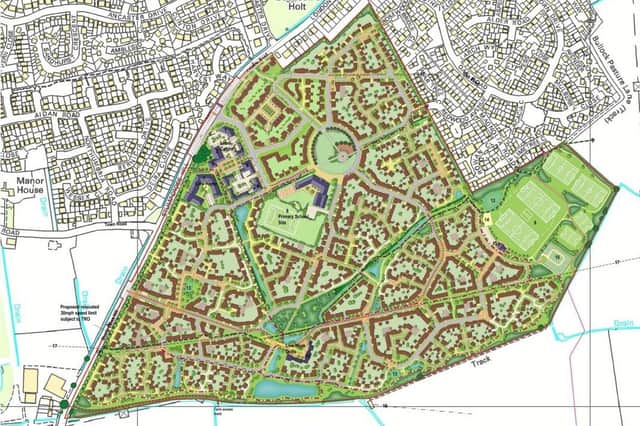 The masterplan layout of land use within the Handley Chase sustainable urban extension.