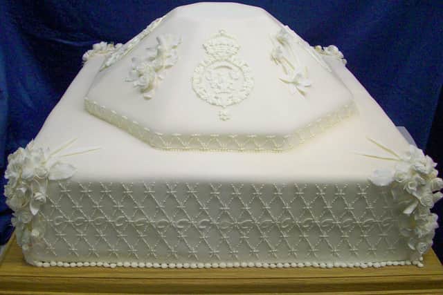 King Charles III and Queen Camilla's wedding cake in 2005.