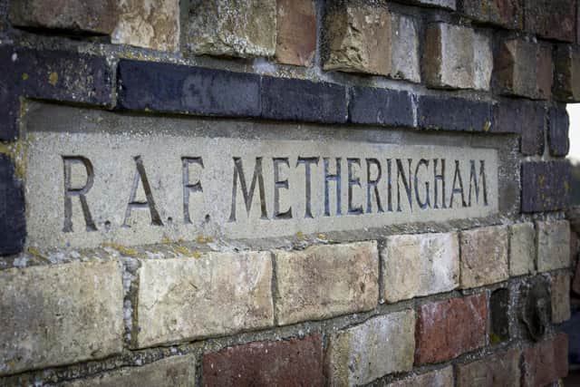 The RAF Metheringham Memorial. The old airfield museum was cordoned off by the bomb disposal team and police.