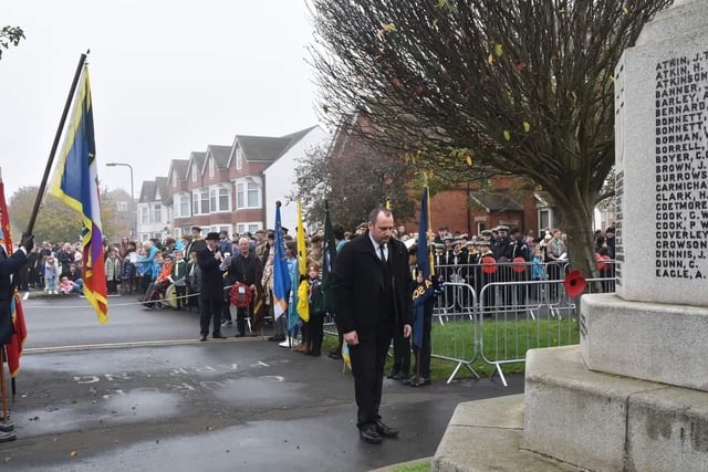 Coun Carl Macey lays a wreath on behalf of Lincolnshire County Council.