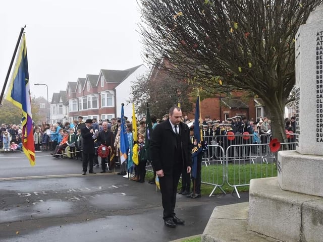 Coun Carl Macey lays a wreath on behalf of Lincolnshire County Council.