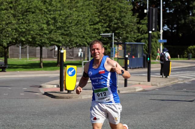 Charles Anyan running in Sheffield. Pic by John Rainsforth.
