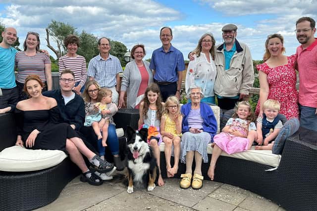 Doreen Cridland, of Boston, sat with the youngest guests at her 100th birthday celebration in Skegness.