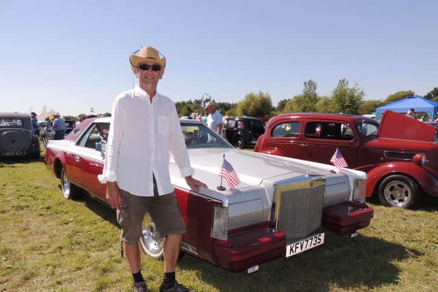 Martyn Shaw of Frithville with his enormous Lincoln Continental Mk5 at Boston Classic Car Club show on Sunday.