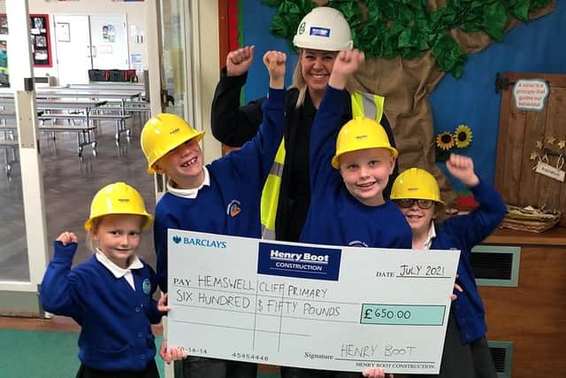 Trainee technician Stacey Clasper with pupils of Hemswell Cliff Primary School