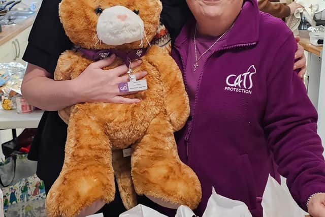 Cats Protection volunteers Paula (right) and Monique, hard at work fundraising in Woodhall Spa.