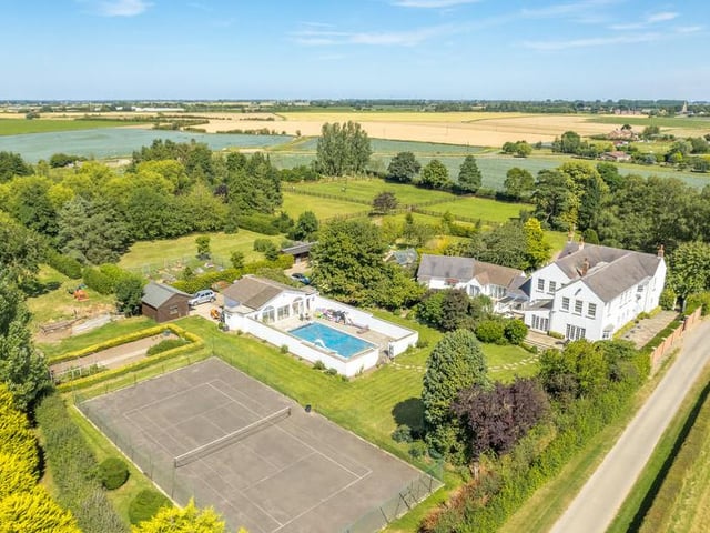 An aerial view of the property.