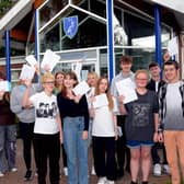 Somercotes Academy students with their results.