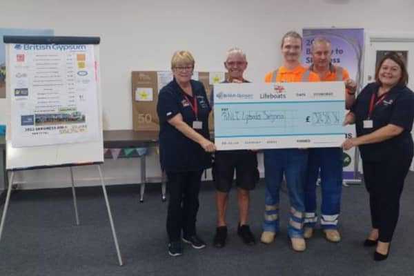 Cheque presentation at British Gypsum in September.